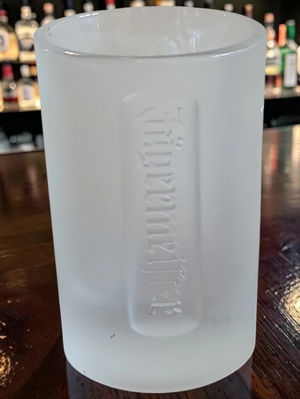 Vtg 90's - 2007 JAGERMEISTER FROSTED SHOT GLASS 1 OZ MFG ITALY STAG CROSS LOGO
